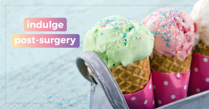 ice cream cones with words that read indulge after surger